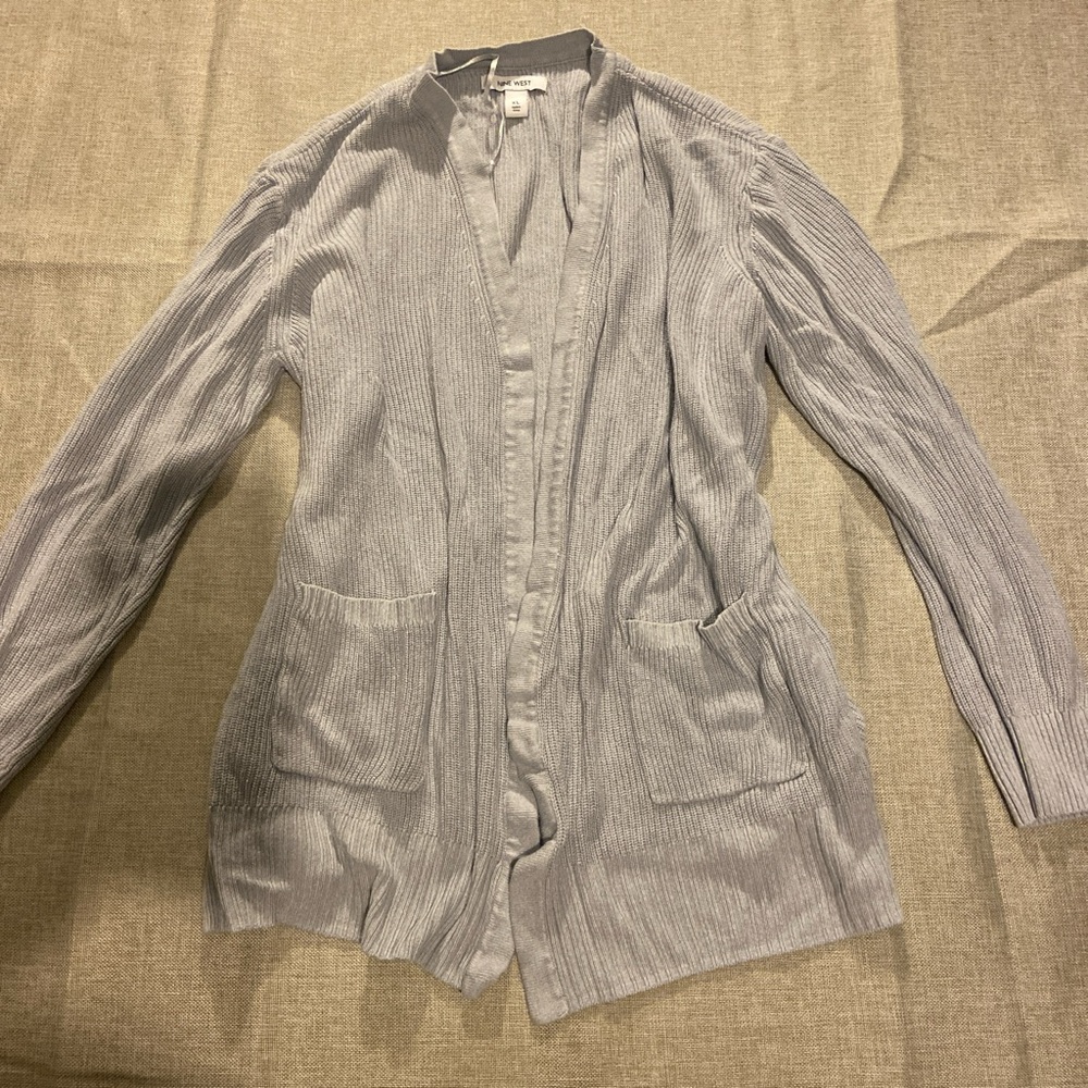 Nine West Light Gray Open-Front Blazer